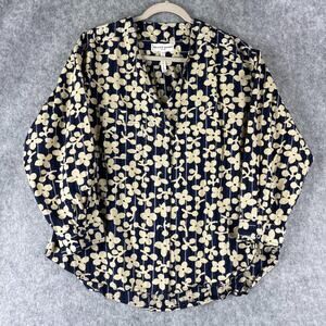 Apiece Apart Top Womens Small Floral Organic Cotton Linen Button Front Eco